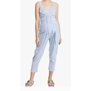 HATCH Materity Women's Blue Striped‎ Tie-Waist Jumpsuit Sleeveless Casual Size L